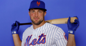 New York Mets Outfielder Tim Tebow and University of New Mexico Lineman Teton Saltes